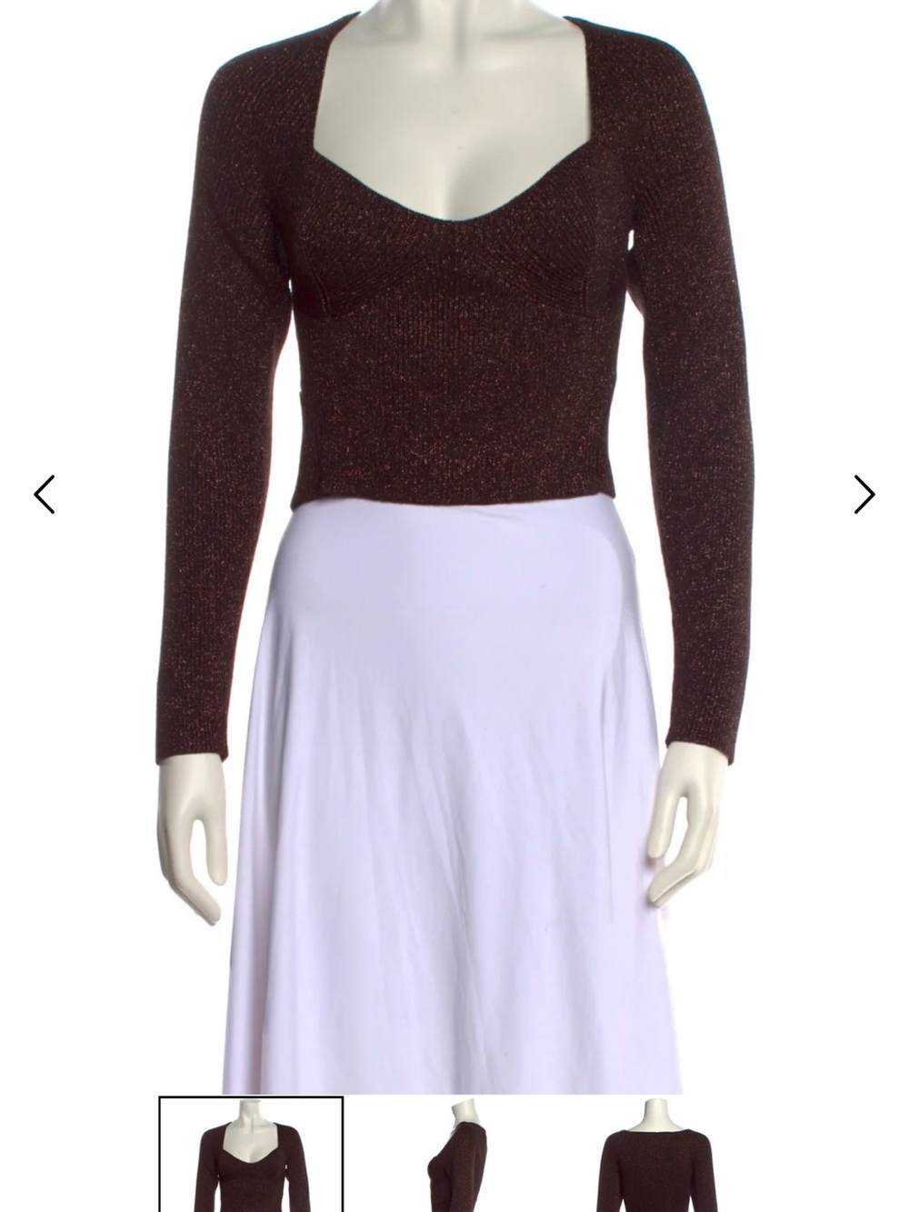 Women’s Brown Metallic Long-Sleeve Cropped sweater
